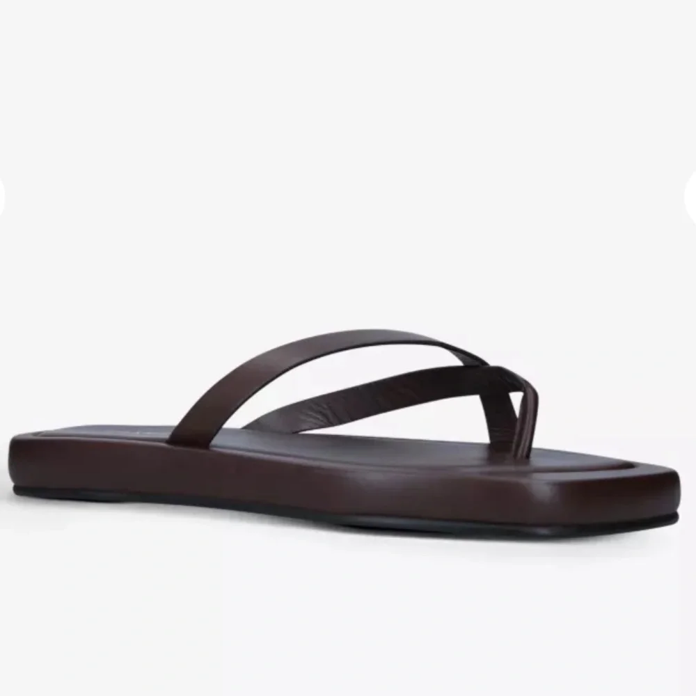 Frame Denim Women's Dark Brown Leather Strappy Slide Sandal - Picture 11 of 12